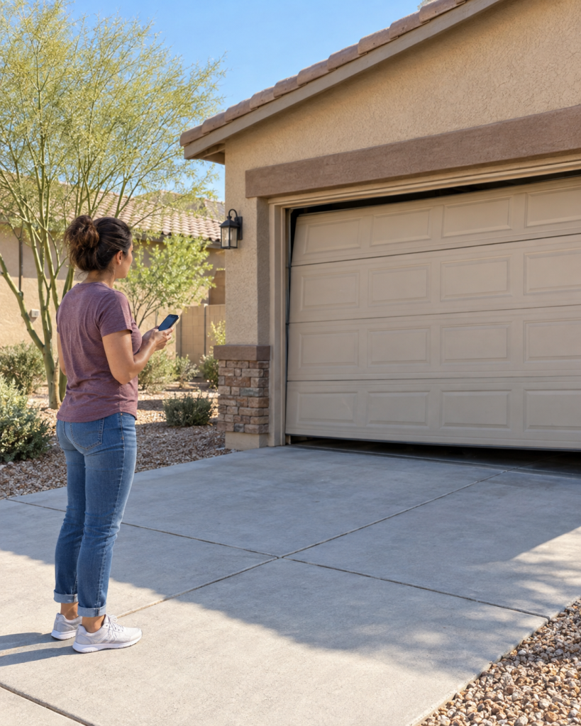 Buckeye homeowner requesting help for a garage door stuck unevenly in its opening
